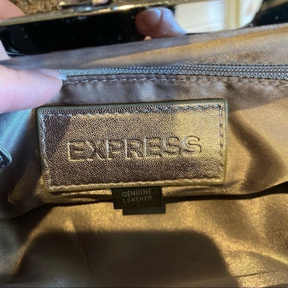 EXPRESS Metallic Gold Genuine Leather Clutch Purse 5”x9” - Picture 5 of 5